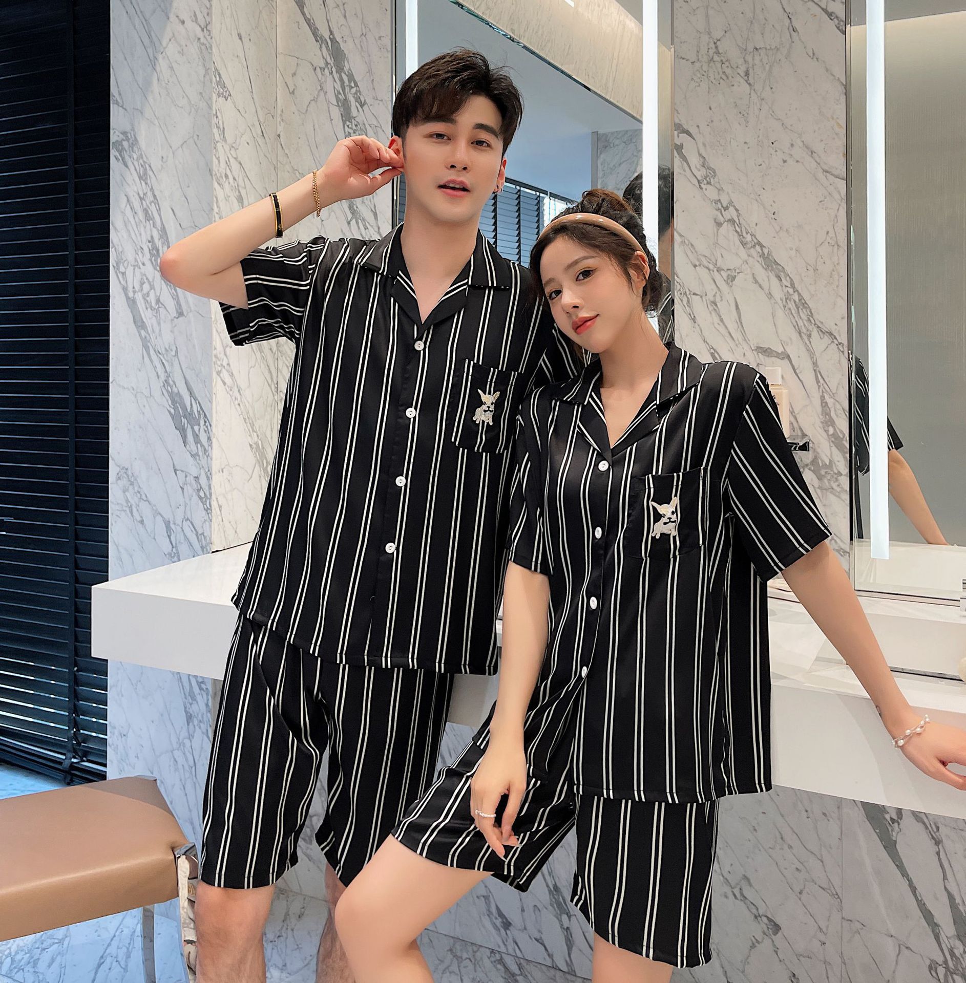 B1359-Elegant Womens Homewear Collection with Lovely Red Hearts Print