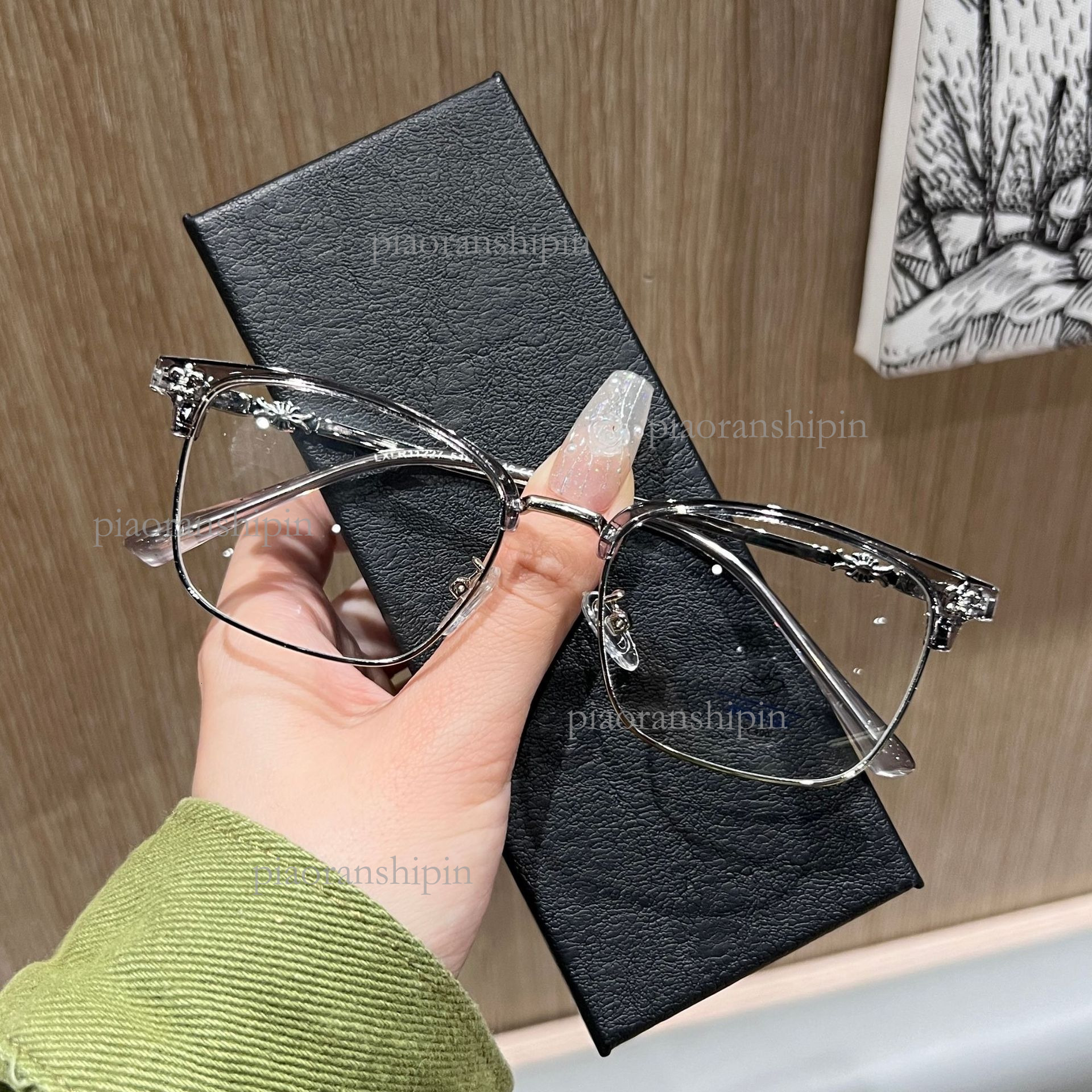 2026 Designer Men's Half Frame Cool Glasses Luxury Brand Retro Eyeframe Art Fashion Blue Light Barrier Glasses Multi Functional Trendy Accessorie - view 4
