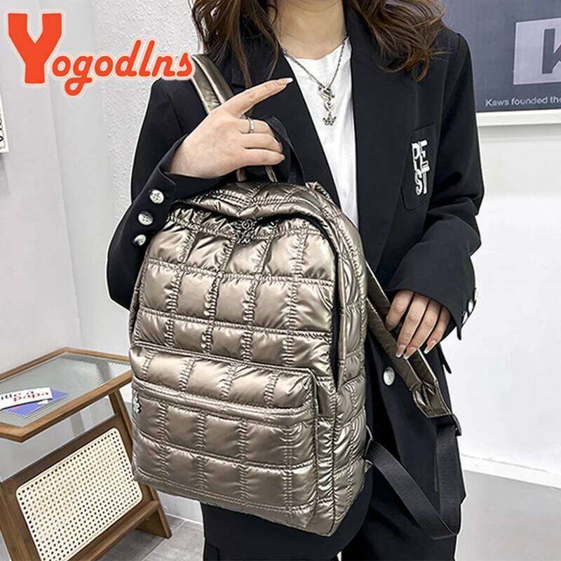 Yogodlns Winter Space Cotton Backpack Women Large Capacity School Bag for Student Waterproof Nylon Rucksack Travel Female Pack Z260124