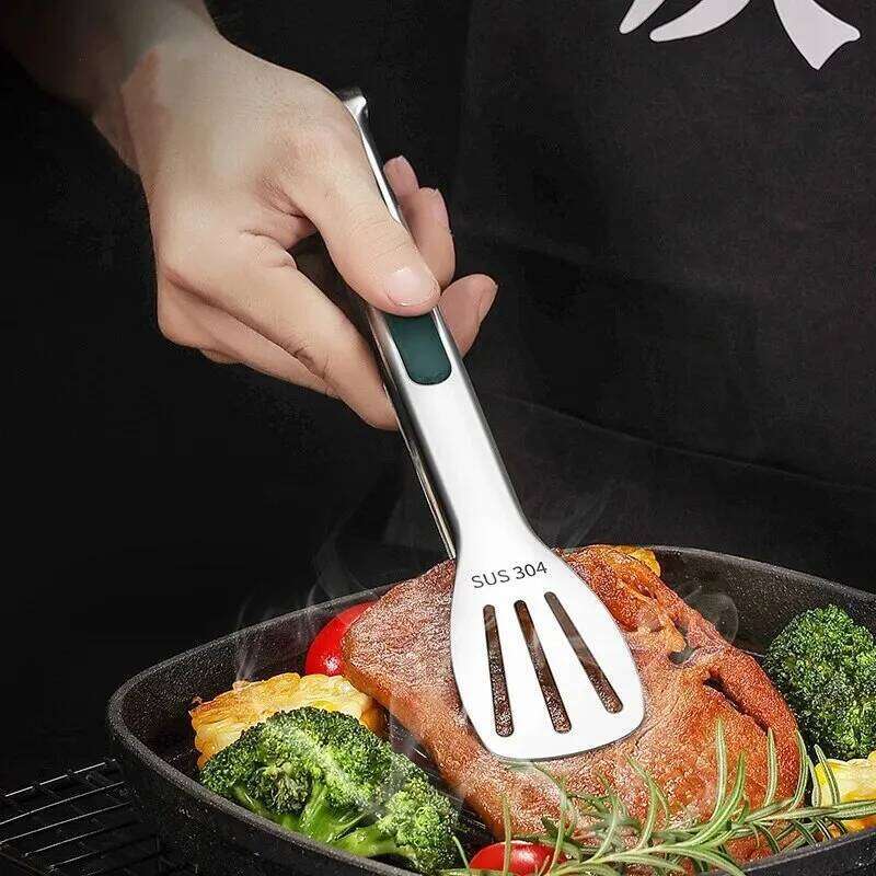 1PC Non Slip Stainless Steel Food Tongs Meat Salad Bread Clip Barbecue Grill Buffet Clamp Cooking Tools Kitchen Accessories