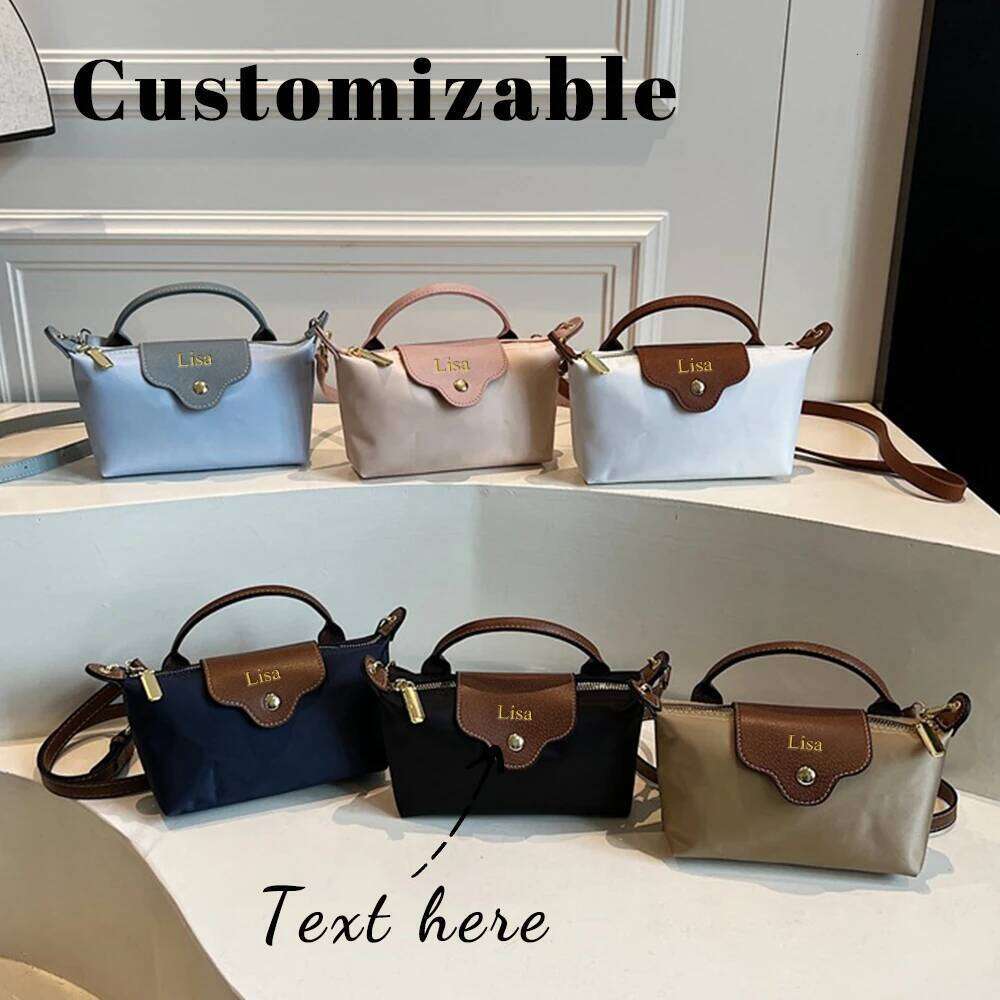 Customized name casual handbag, versatile color-blocking nylon fabric single-shoulder bag, crossbody small cloth bag Z260124