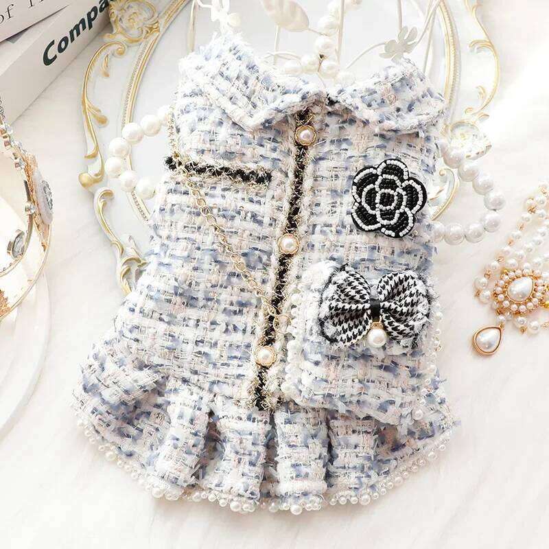 NEW Winter Cat Dress Luxury Princess Wedding Puppy Costume Pomeranian Poodle Schnauzer Doggie Apparel Dresses With Dog Bag