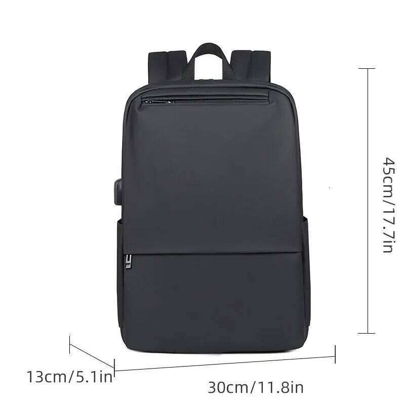 Rilibegan Classic Solid Business Quality Nylon Waterproof Travel USB Charging Laptop Backpack Bag Men Z260124