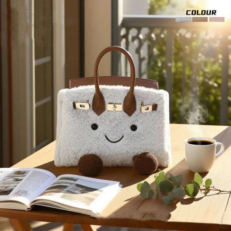 Comparable bean cute plush messenger women's 2025 autumn and winter new cartoon fashion fur bag handbag Z260124