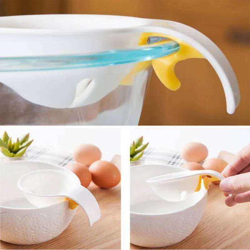 1PC Food Grade Plastic White Separator with Bowl Edge Silicone Buckle for Liquid Manual Egg Filter
