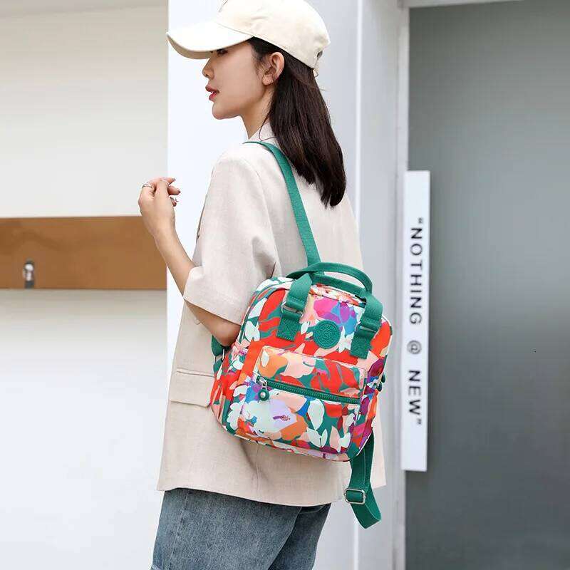 Fashion Floral Pattern Women Small High Quality Waterproof Fabric Shopping Backpack Pretty Style Girls Daypack Z260124