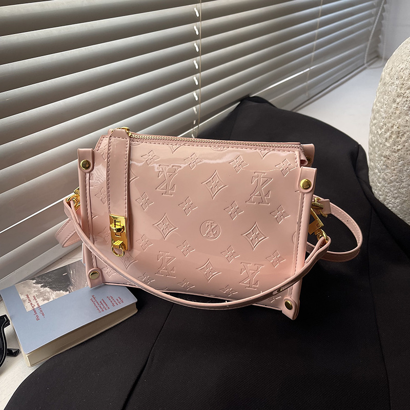 High-end small square new patent leather box European and American fashion handbag shoulder crossbody bag luxury handbag ID Card Slot Luxury Wallet De