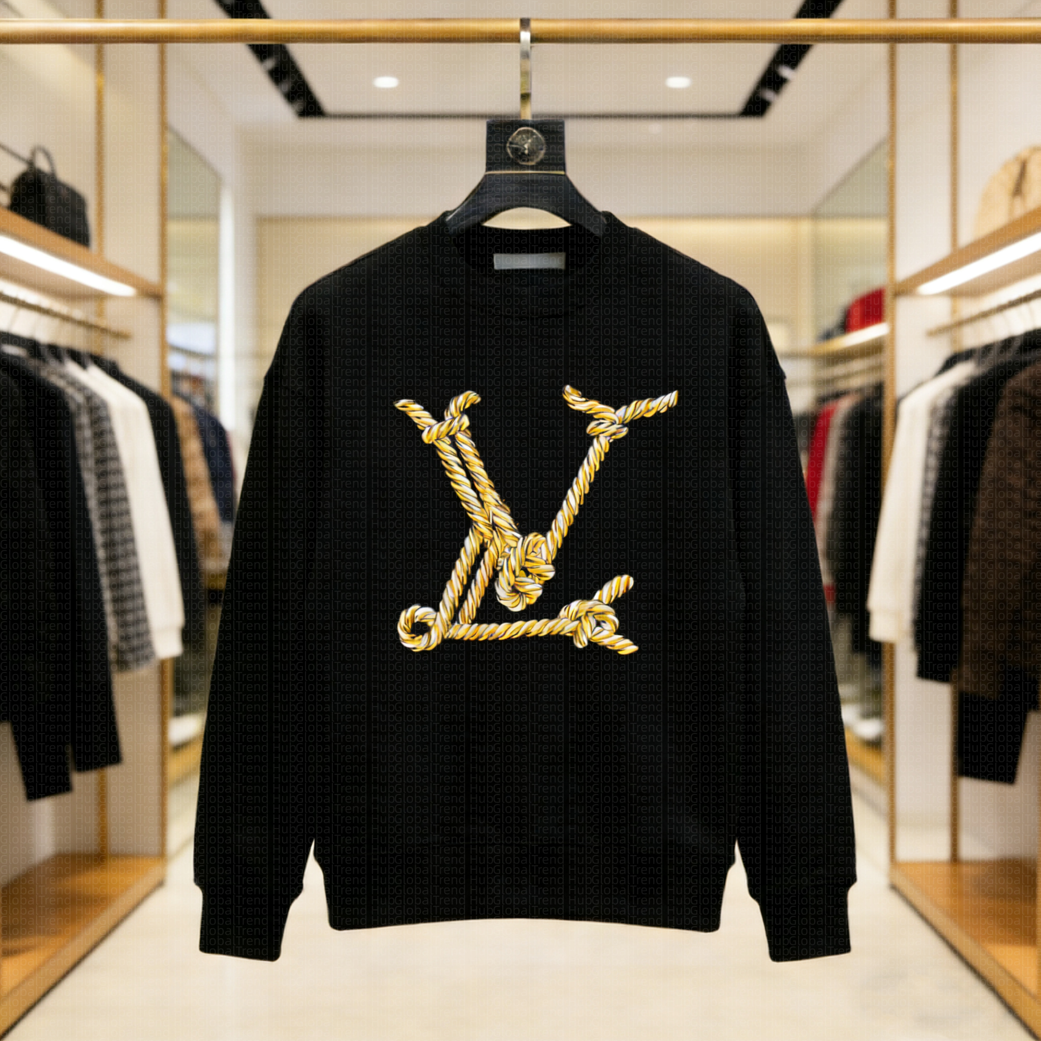 Designer Inspired L Style Sweatshirt Unisex Fashion Cartoon Bear Printed Crew Neck Long Sleeve Pullover For Daily Wear