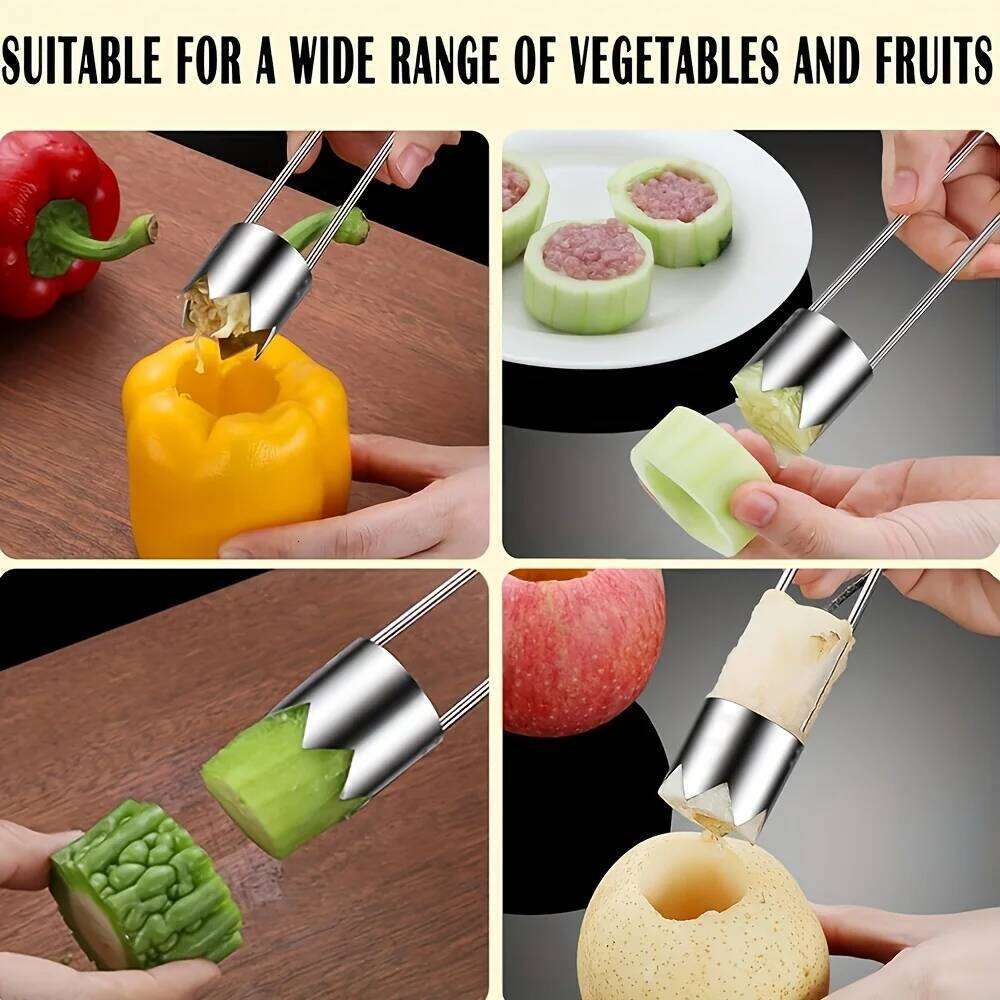 Kitchen Tool Stainless Steel Fruit And Vegetable Corer For Apples Peppers Tomatoes Easy Core Removal Durable