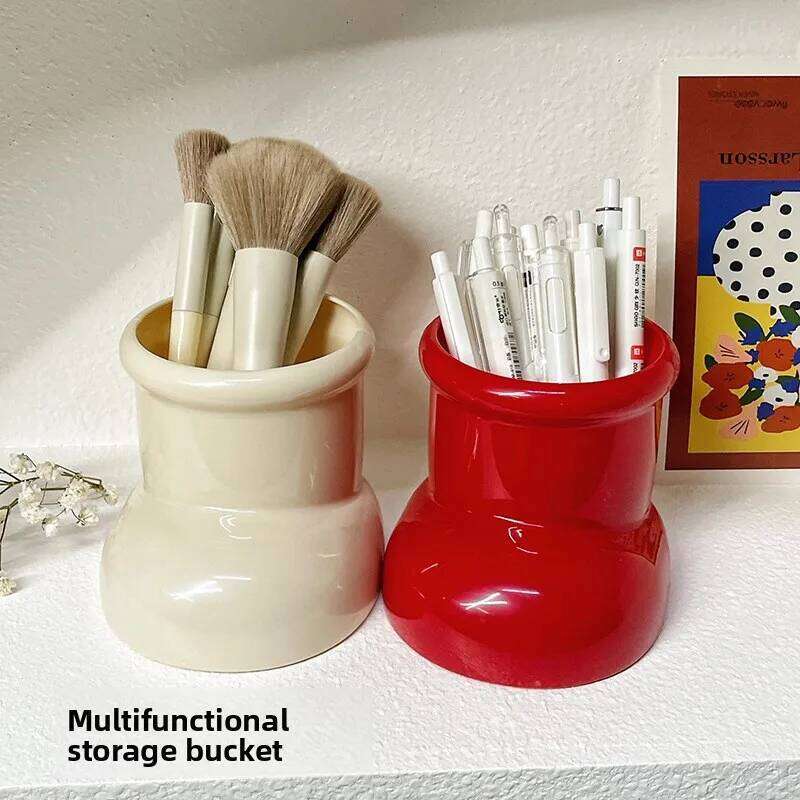 Desktop Organizer Box Cute Shoe Storage Pen Holder Makeup Brush Container for Domestic Living Room Bedroom Kitchen Use Christmas Decoration