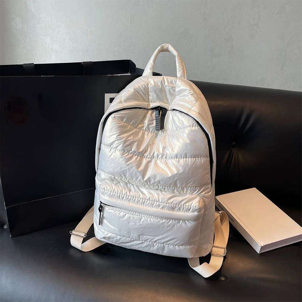Puffer Bookbag Adjustable Strap Backpack Multi Pocket Women Men Handbag Rucksack for Work Travel Z260124