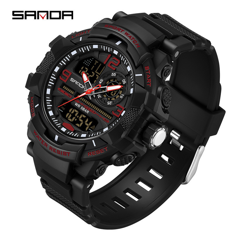 Men Sport Watches Multifunction Big Dial Waterproof Digital Hand Clock Boy Original Wristwatch Male 240428
