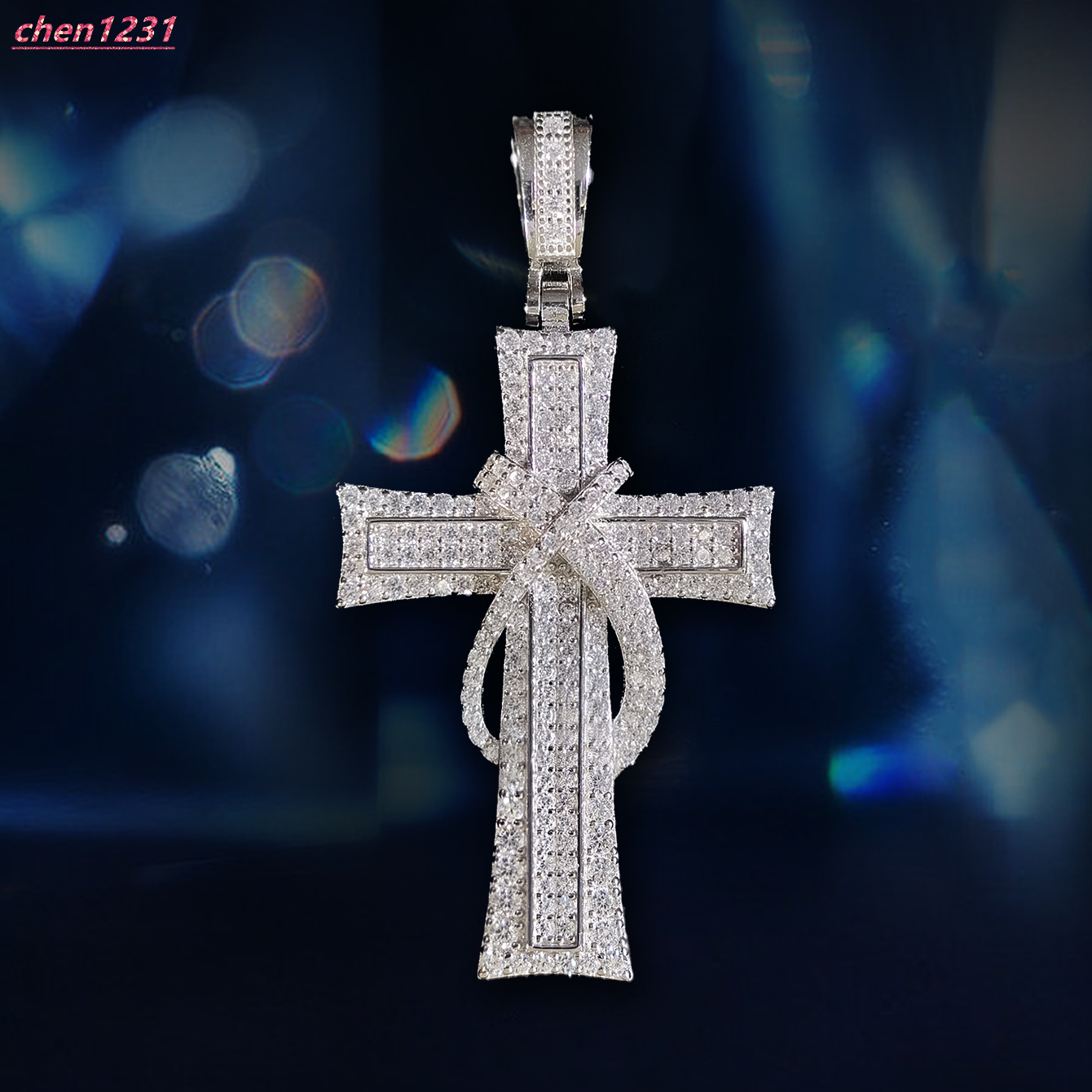Mens Gothic Cross Charm Pendants Western Charms Jewelry Micro Pave Large Medieval Vintage Punk Retro Faith Gold Silver