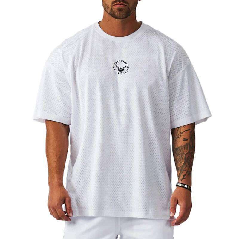 T Oversized Loose Fashion Casual Hip Hop Shirt Mesh Quick Dry Men's T-Shirt Gym Sports Fitness Running Training Short Sleeves Tees C260124