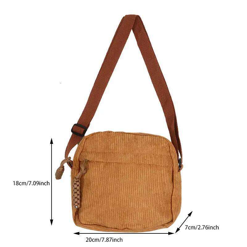 Corduroy Women's Small Shoulder Teenager Girl Crossbody Bag Cute Tote Student Street Korean Harajuku Messenger Bags Z260124