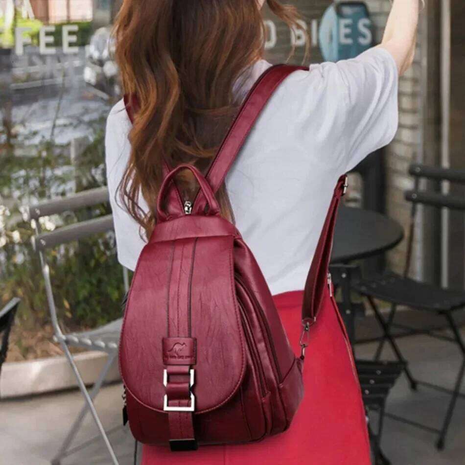 Multifunctional Women Leather Backpacks Casual Backpack For Teenager Girls School Chest Bag Travel Bagpack Ladies Sac Back Pack Z260124