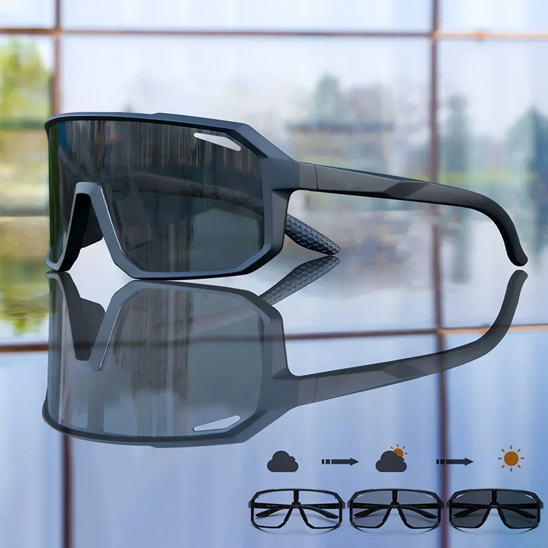 Cyclist's UV400 Goggle Style Sun Shades Adaptively Tinted Safety Glasses for Trail Rides Outdoors Activities