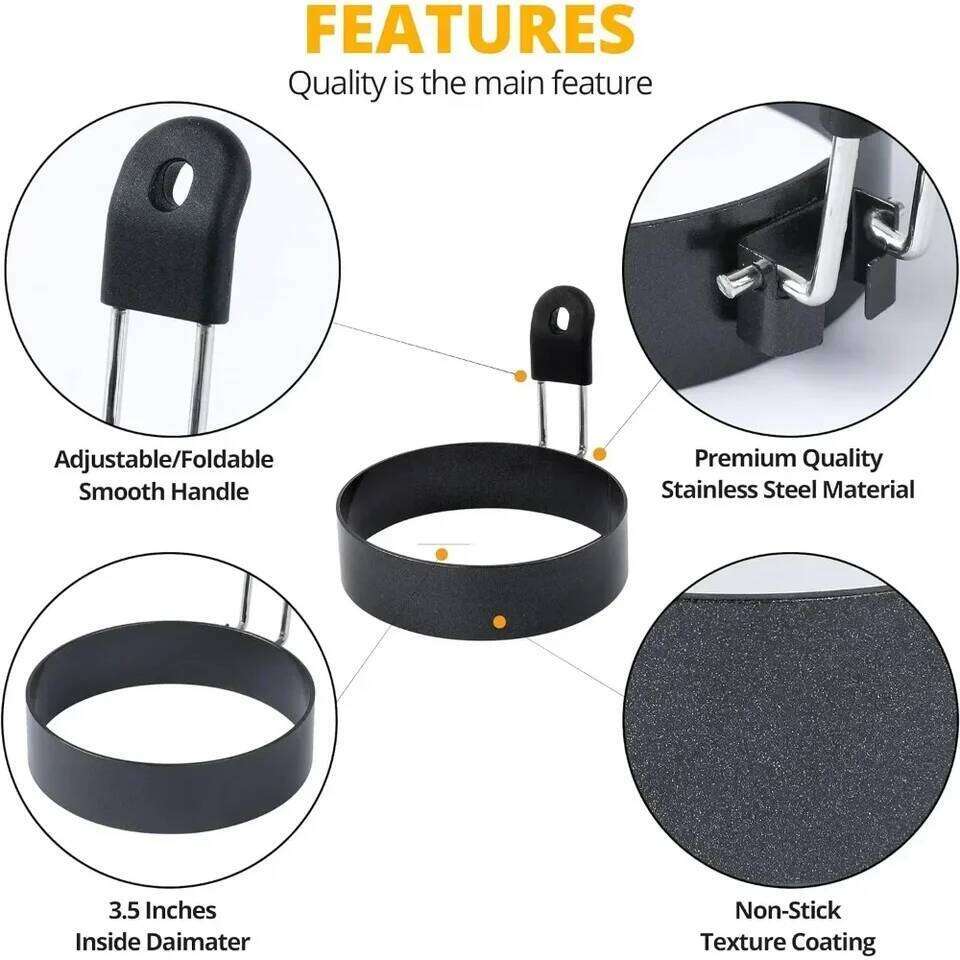 Anti-scald Fried Ring Professional Stainless Steel Nonstick Round Pancake Mold Cooking Egg Mould Breakfast Sandwich Tools