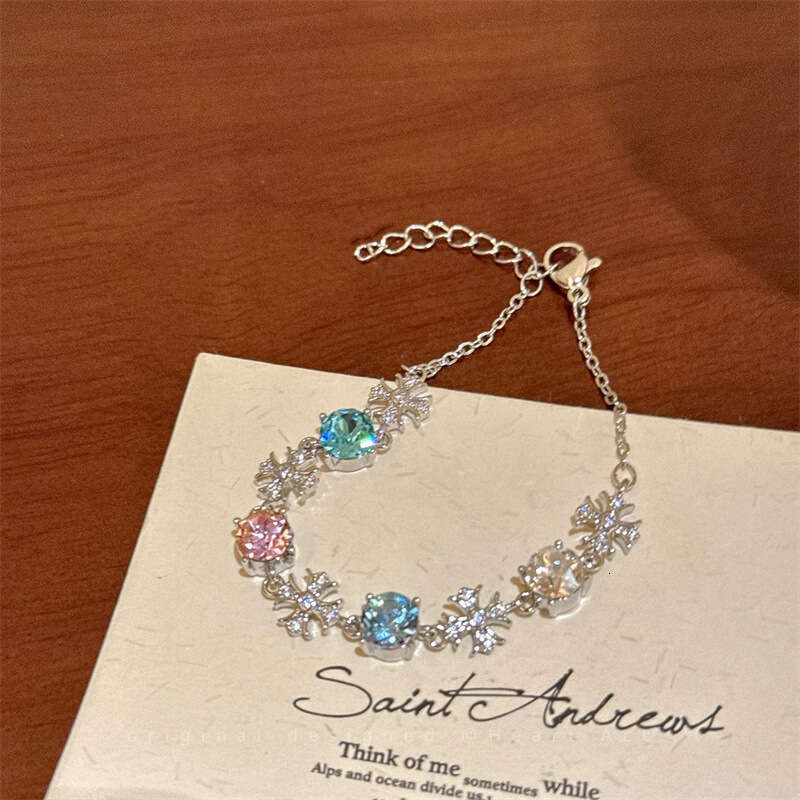 Cross Zircon Exquisite Bracelet for Women Multi-Layer Crystal Bracelet Set Rhinestone Flower Iridescent Gem Dainty Jewelry