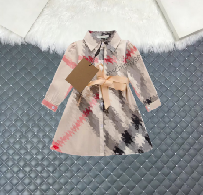 Children Dress Designer Clothes Summer Plaid Pattern Kids Girls Dresses Spring Autumn Baby Girl Clothes