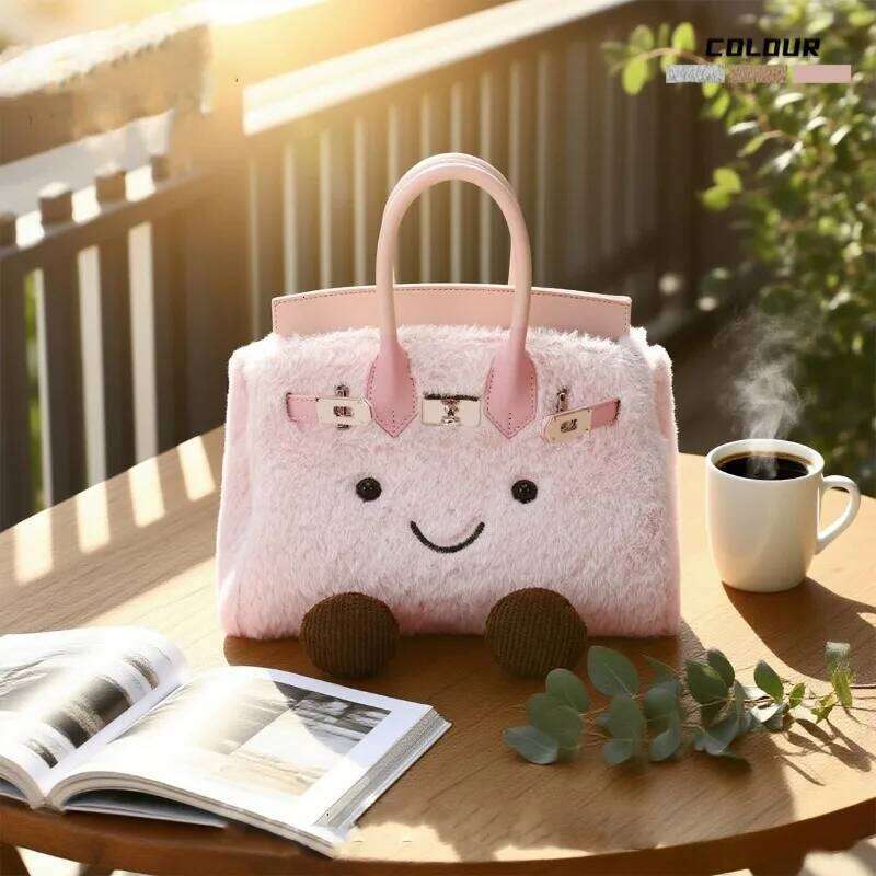 Comparable bean cute plush messenger women's 2025 autumn and winter new cartoon fashion fur bag handbag Z260124