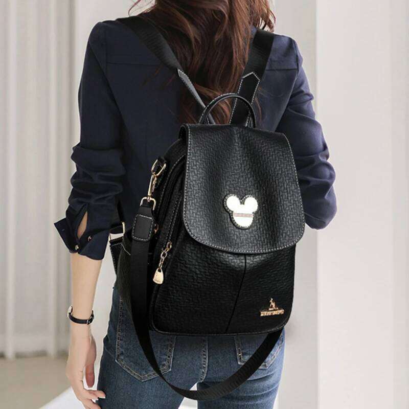 2024 Luxury Travel Fashion School Bag Multiple Pockets Leather Brand Women Classic Backpack Girls Mochilas Feminina Z260124