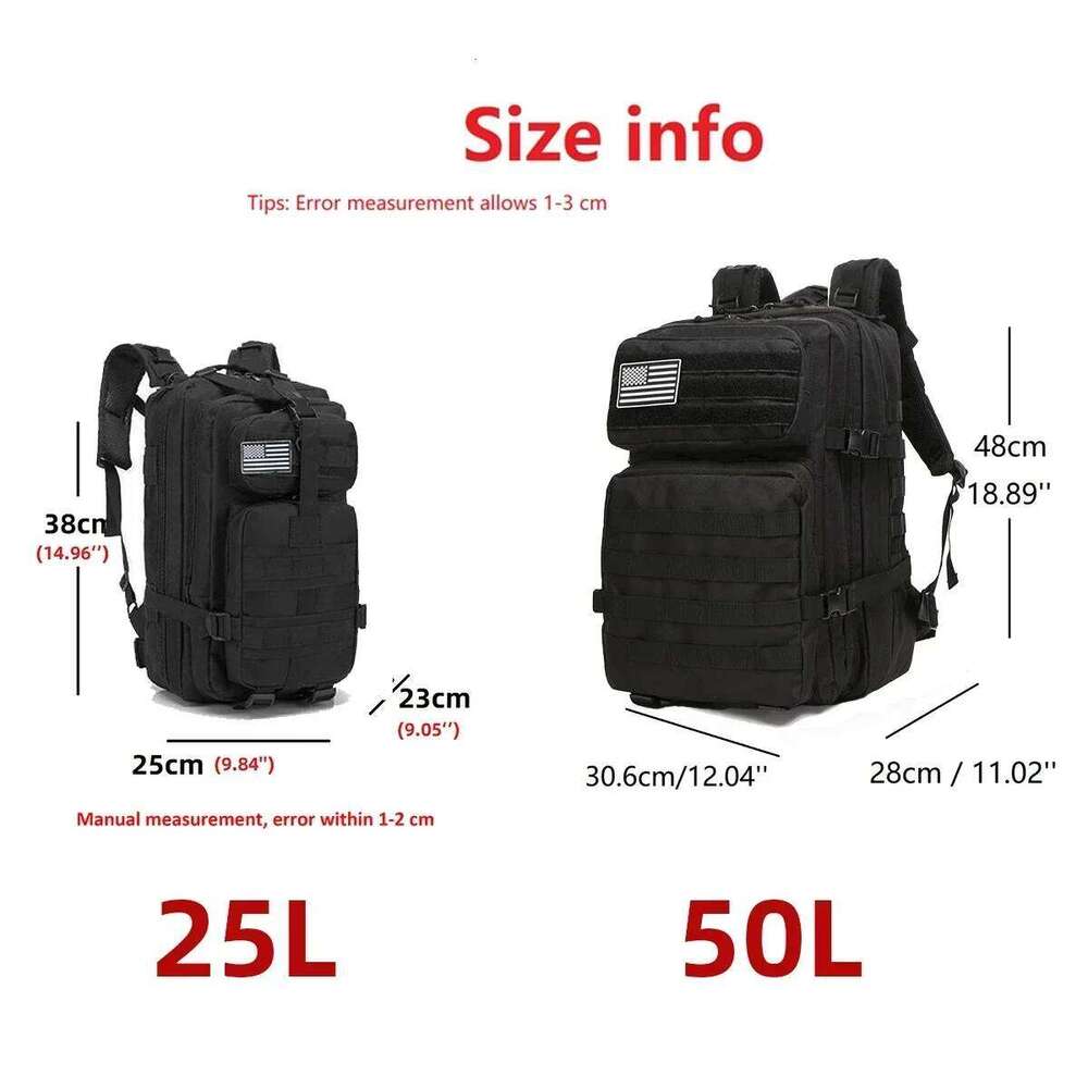 25L/50L Tactical Molle Bag Outdoor Backpack for Hiking Camping Trekking Hunting Fishing GYM Bags Backpacks Z260124
