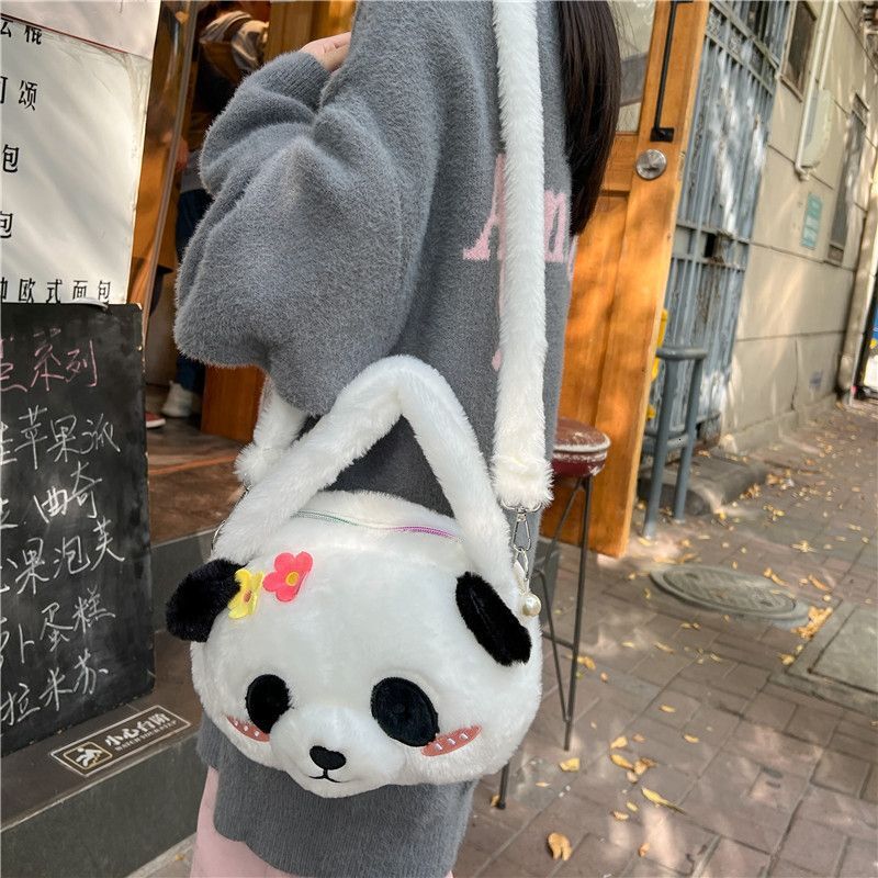 Internet Celebrity Panda Single Shoulder Crossbody Backpack Plush Toy Girl's Birthday Gift Bag Manufacturer Wholesale Sale