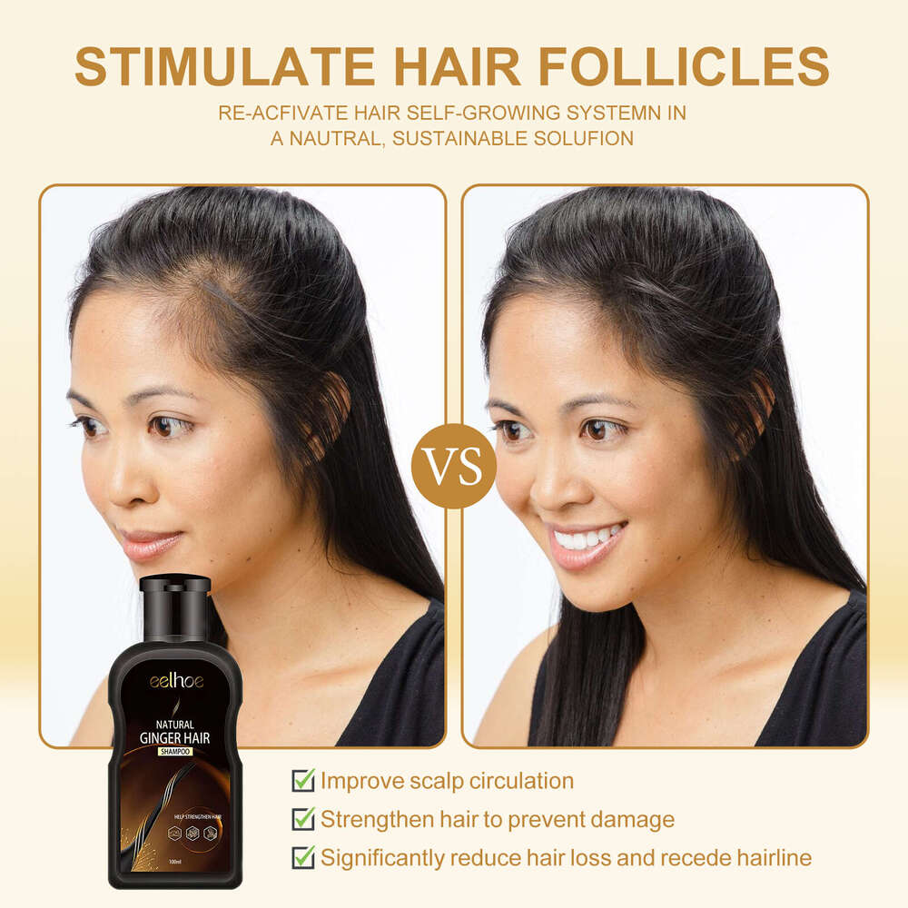 EELHOE Ginger Care Shampoo Gentle Cleansing Scalp Thick Anti-Fall Strong Natural Black Hair