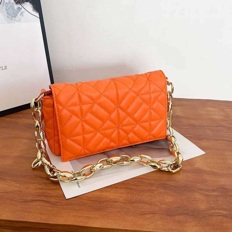 Fashion Plaid Shoulder Bag Plastic Chain Casual Crossbody Bags Women Flap Handbags For Daily Used