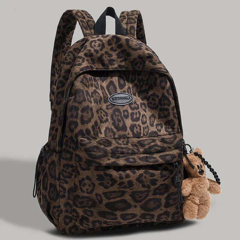 Leopard print Woman Backpack School Book Bags For Teenage Girls Boys New Female College Bag Student Lady leisure BagPack Z260124