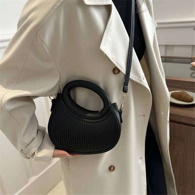 Chic Mini Handbag Stylish Half Moon Shape with Round Top Handle & Adjustable Crossbody Bag, Perfect for Modern Everyday Outfits