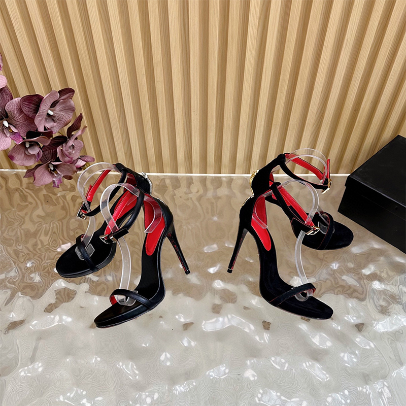 Designer Fashion Women Pointed Toe Dagger Stiletto Sandals Open Heel Suede High Heels Summer Open Heel High Heels 998