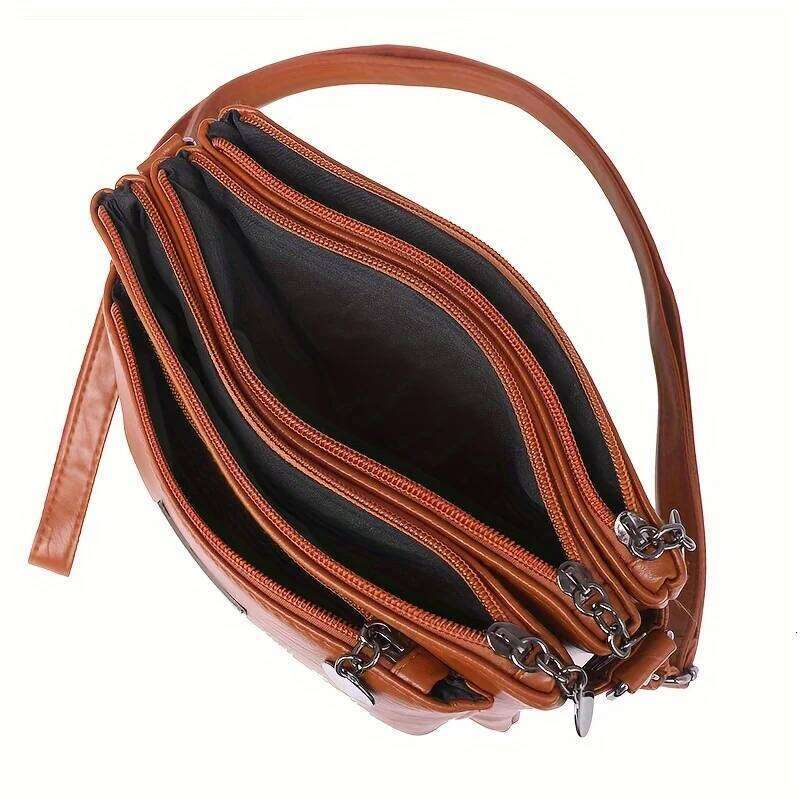 Large Capacity Soft Single Crossbody Bag Flower, Shoulder Strap Direction, Random Zipper Pull Direction