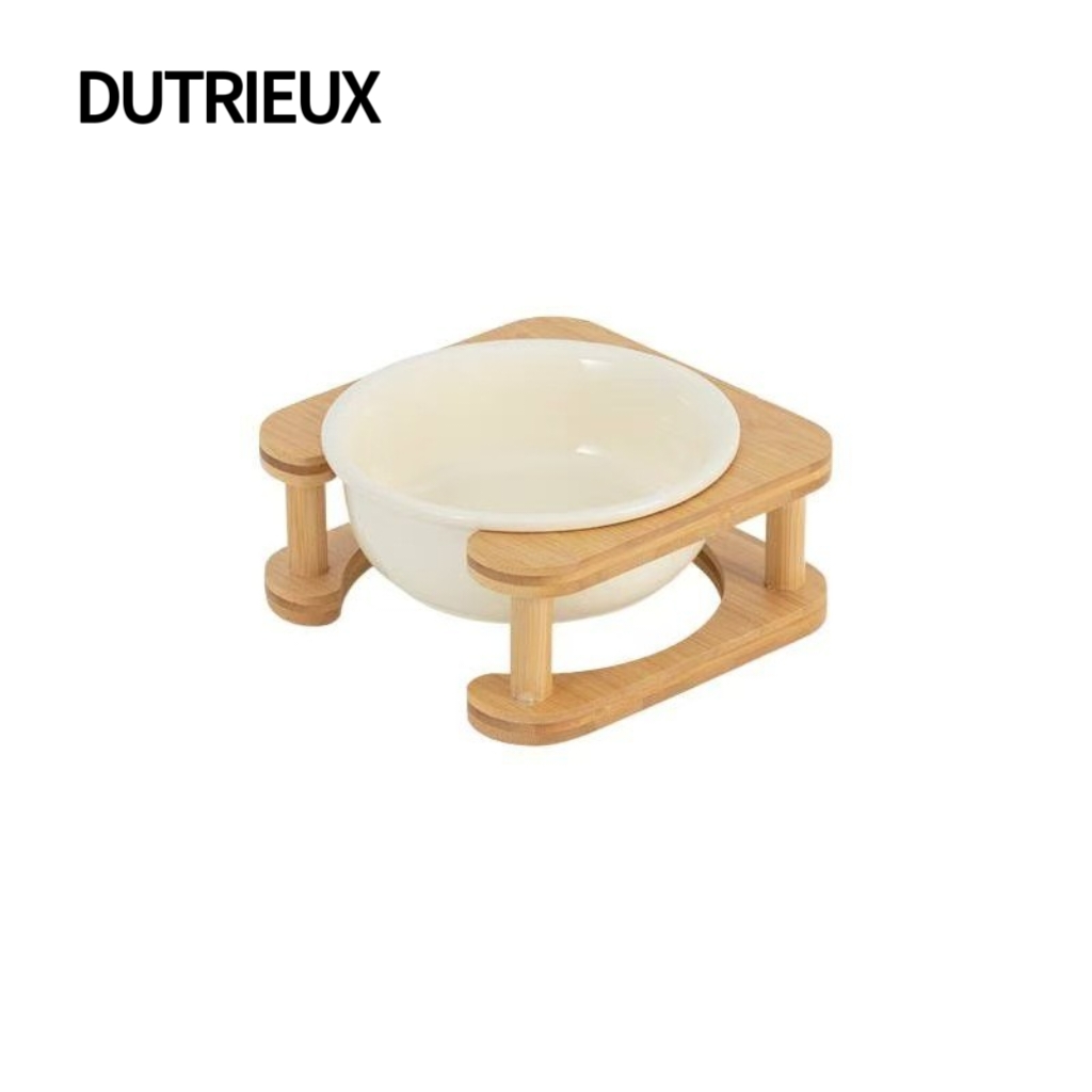 H2557 Neck-protecting cat food bowl, tall ceramic double bowl to prevent tipping.