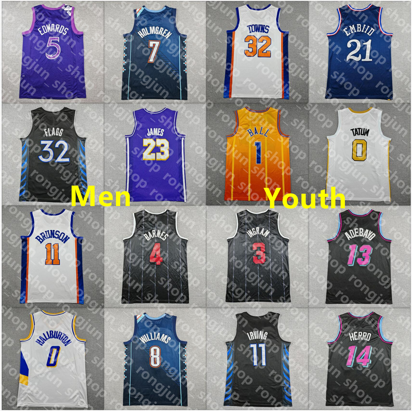 Youth Men Basketball Jersey James Curry Antetokounmpo Lillard Ball Booker Durant Wembanyama Doncic Irving Tatum McGrady Morant Butler Payton Bird Jersey