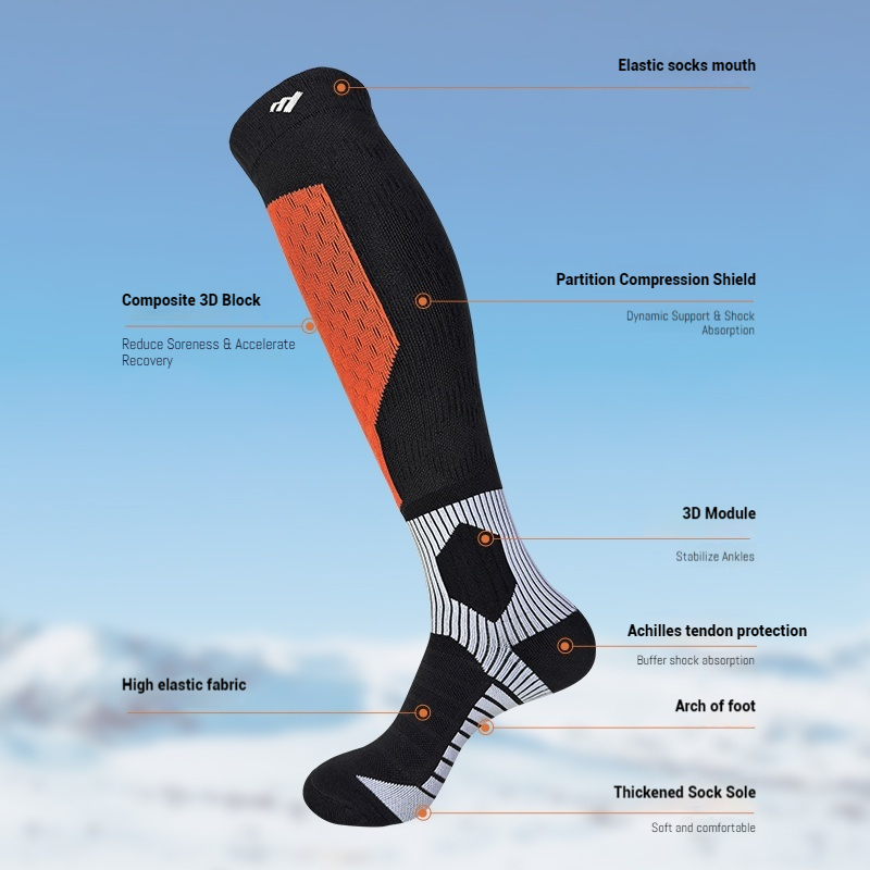 Customizable Anti-Bacterial & Odor-Free Skiiing/Hiking Athletic Socks for Men & Women - Durable Thicker Fabric
