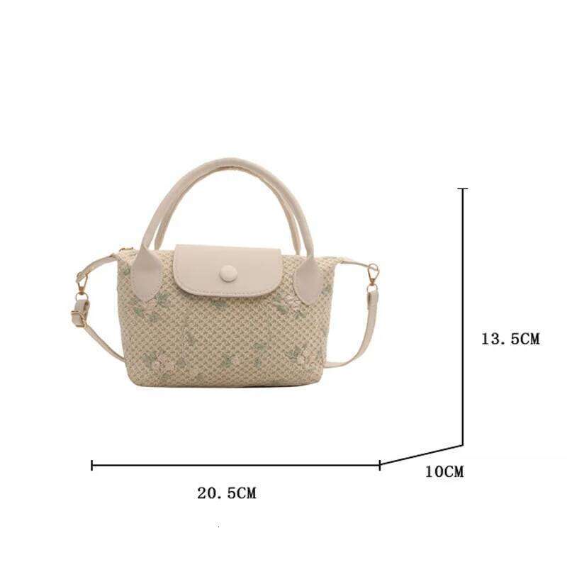 New Casual Straw Shoulder Crossbody Bag, Flower Small Top-handle Bags For Women, Travel Beach Handbags