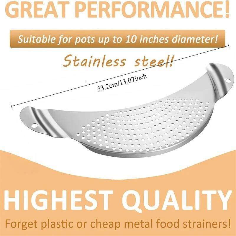 Pan Drainer For Home Kitchen Easy Pot Strainer Stainless Steel Pasta Spaghetti Practical Draining Tool