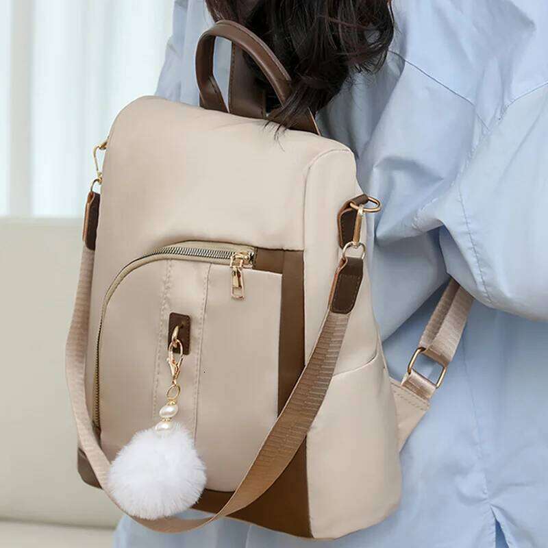 Luxury Women's Fashion Backpacks Waterproof Nylon Bag Large Capacity Daily Travel Backpack With Plush Pendant Z260124