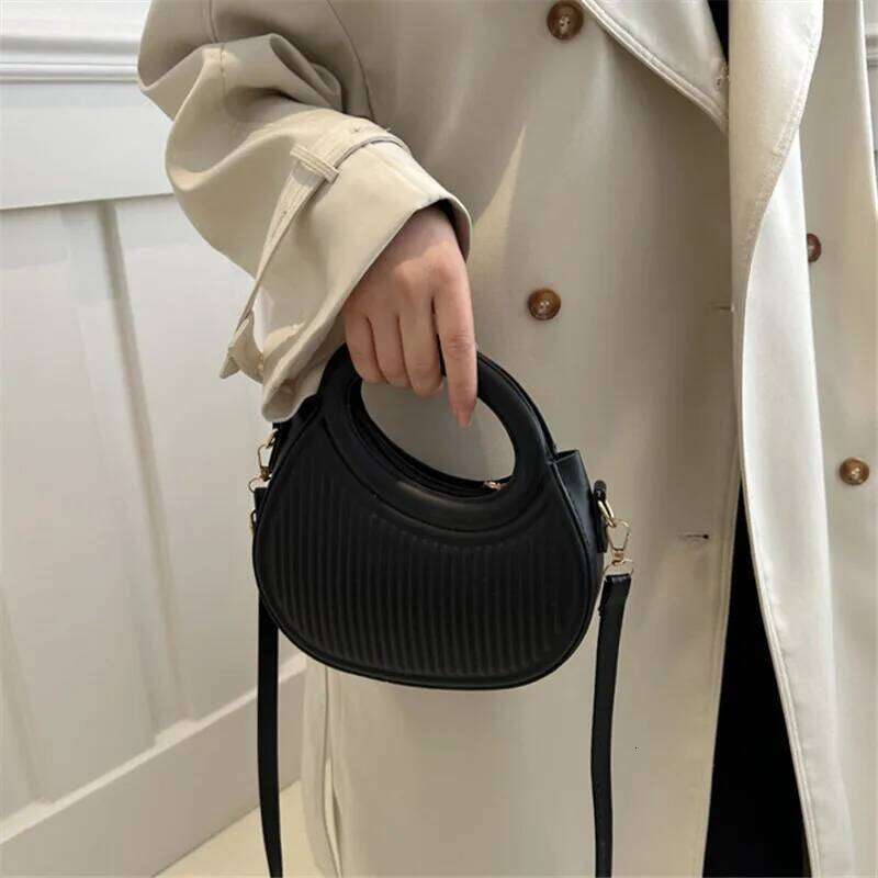 Chic Mini Handbag Stylish Half Moon Shape with Round Top Handle & Adjustable Crossbody Bag, Perfect for Modern Everyday Outfits