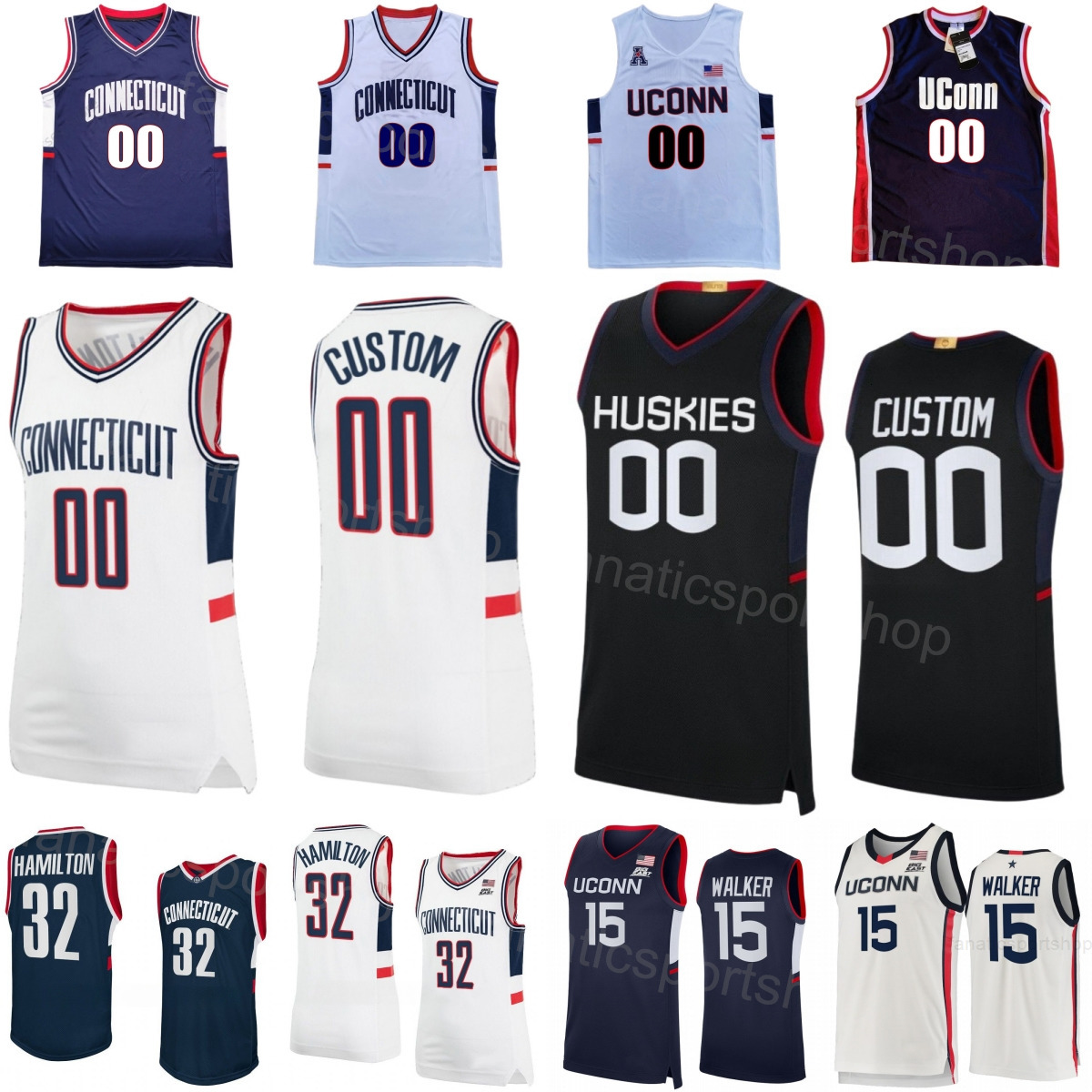 Printed Vintage College UConn Huskies Basketball Jersey Woman Youth Man 15 Kemba Walker 34 Ray Allen 4 Ben Gordon 3 Jeremy Lamb 22 Rudy Gay University Throwback