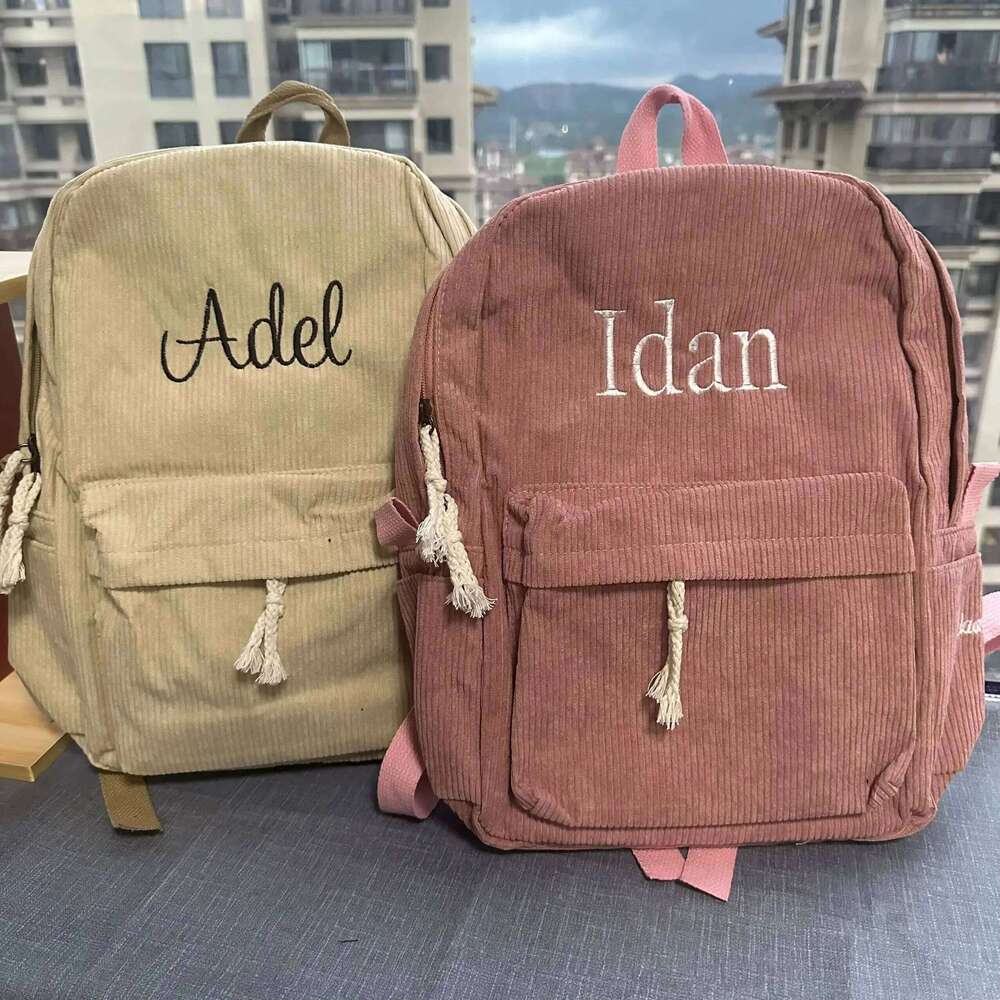 Personalized Kids Embroidered Corduroy Backpack - Custom Name Toddler Bag, Back to School Essential, Name-Embroidered Pre Z260124