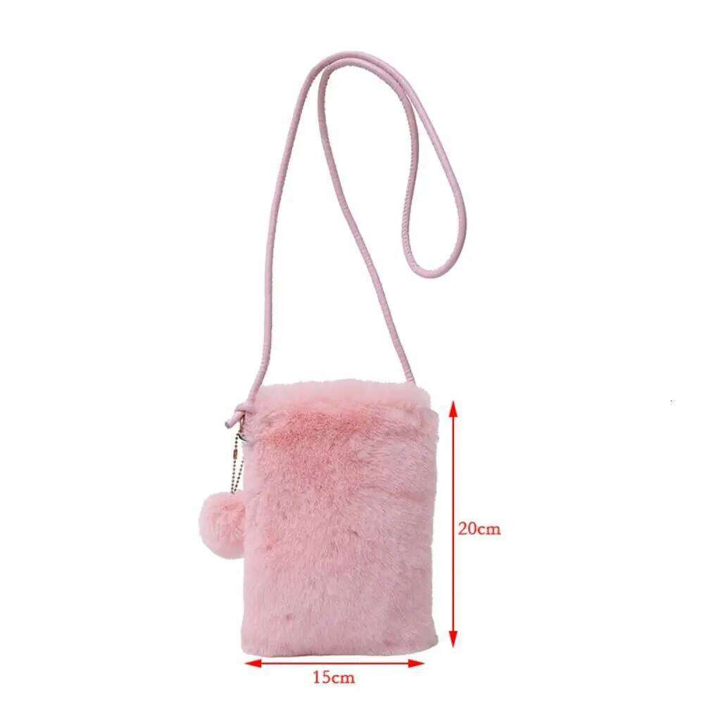 Winter Shoulder Faux Fur Soft Crossbody Phone Bag Solid Color Large Capacity Travel Purse Z260124