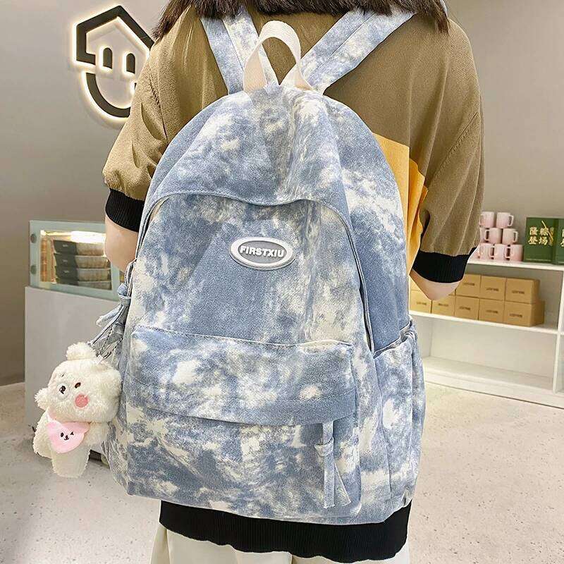 Simple Dyeing Design Women Kawaii Nylon Book Bag Female Mochila School Backpack for Teenage Girl Travel Rucksack Z260124
