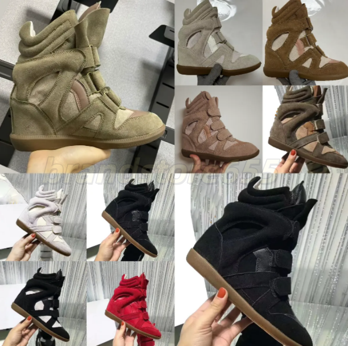 2025 size 35-42 deisgner Brand isabel Hot Sale-Black Genuine Leather winter boots Bekett Leather-Trimmed Suede Wedge Sneakers Fashion Show New Shoes
