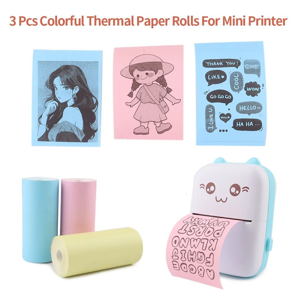 Mini HD Thermal ddmysmile Paper Labels Sticker Colors Photo Papers 56Mm Rolls For Peripage Paperang Meow Phomemo Niimbot Portable Printer Smile