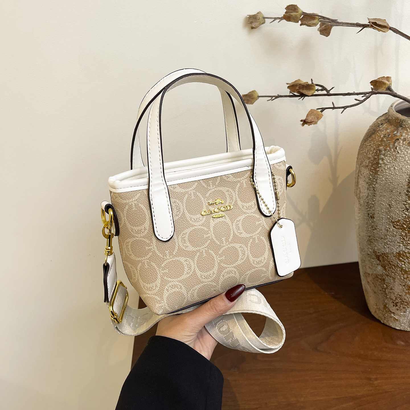 High Sense Of Fashion Small Square Bag Women New Vintage Print Carry Basket Bag Shoulder Bag Diagonal Cross Bag