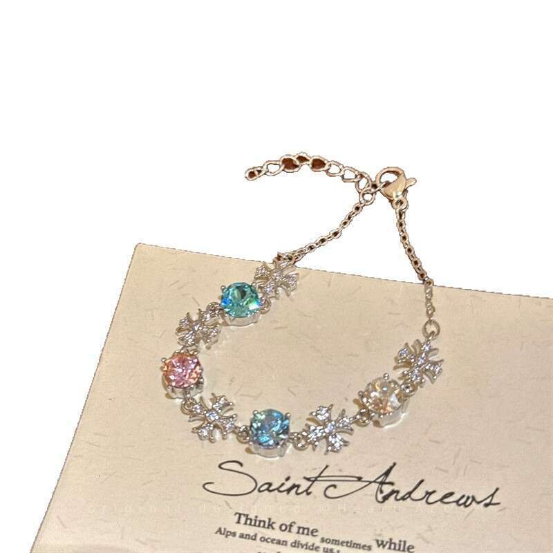Cross Zircon Exquisite Bracelet for Women Multi-Layer Crystal Bracelet Set Rhinestone Flower Iridescent Gem Dainty Jewelry