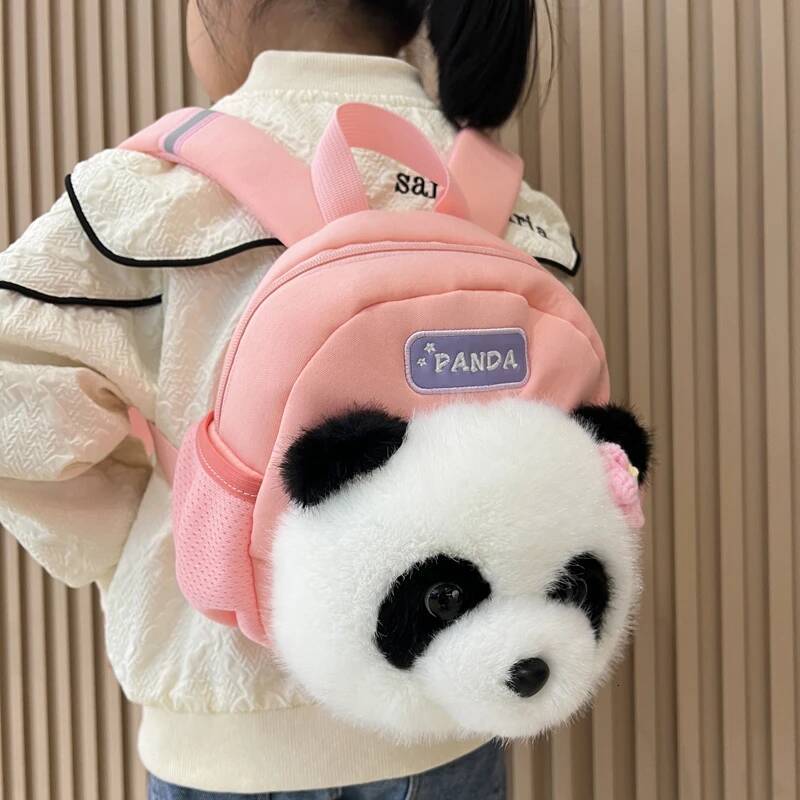 Fashionable Cartoon Panda Plush Backpack Student Large Capacity School Bag